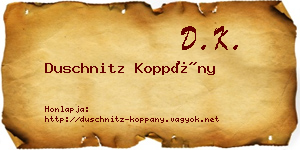 Duschnitz Koppány névjegykártya